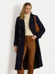 LAUREN RALPH LAUREN Płaszcz wełniany 297P04150002 Granatowy Regular Fit. Niebieskie płaszcze Lauren Ralph Lauren, na zimę, bez wzorów, z syntetyku, bez kaptura. Za 2,199.00 zł.