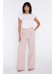 Nife Spodnie w kolorze jasnoróżowym rozmiar: 40. Różowe spodnie materiałowe Nife, na co dzień, bez wzorów, z materiału, z podwyższonym stanem. Za 245.38 zł.