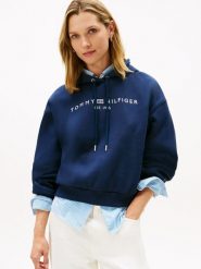 Tommy Hilfiger bluza z kapturem Kobiety niebieski, XS. Niebieskie bluzy TOMMY HILFIGER, xs, bez wzorów, z materiału, z kapturem. Za 279.95 zł.