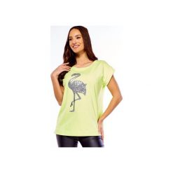 Bluzka z cekinowym flamingiem. Zielone bluzki Bird, l, bez wzorów, bez kołnierzyka, bez ramiączek. Za 133.00 zł.