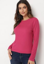 Fuksjowa Klasyczna Bluzka z Bawełną o Kroju Longsleeve Romara. Czerwone bluzki Born2be, m, bez wzorów, z bawełny, biznesowe, bez kołnierzyka, bez ramiączek. W wyprzedaży za 27.99 zł.