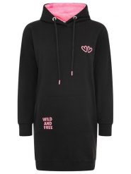 Zwillingsherz Sukienka dresowa "Wild Wild Wild" w kolorze czarnym rozmiar: S/M. Czarne sukienki Zwillingsherz, m, bez wzorów, z dresówki, bez kołnierzyka, bez ramiączek, midi. Za 202.50 zł.