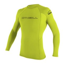 Koszulka ONEILL BASIC SKINS L/S RASH GUARD. Zielone bluzki O'Neill, l, bez wzorów, sportowe, bez kołnierzyka, bez ramiączek. Za 146.80 zł.