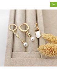 Nakkash Pozłacane kolczyki-kreole (3 szt.) z cyrkoniami rozmiar: onesize. Żółte kolczyki Nakkash, z cyrkonią, pozłacane. Za 73.93 zł.