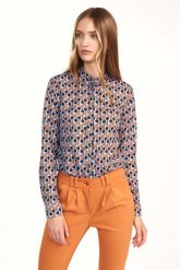 Wzorzysta Bluzka z Fontaziem - Wzór. Czarne bluzki Nife, l, bez wzorów, z elastanu, bez kołnierzyka, bez ramiączek. Za 159.90 zł.