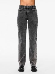 Pieces Dżinsy "Kelly" - Regular fit - w kolorze antracytowym rozmiar: W25/L30. Czarne jeansy Pieces, l, z aplikacjami, z podwyższonym stanem. Za 66.00 zł.