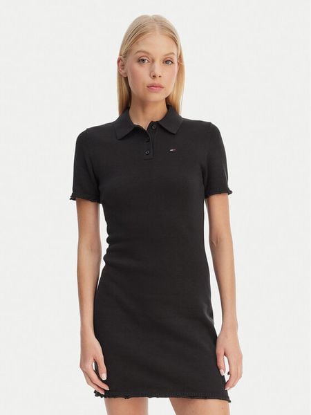 Tommy Jeans Sukienka codzienna Lettuce DW0DW22336 Czarny Slim Fit. Czarne sukienki Tommy Jeans, na co dzień, xs, bez wzorów, z bawełny, bez kołnierzyka, bez ramiączek, proste. Za 266.99 zł.