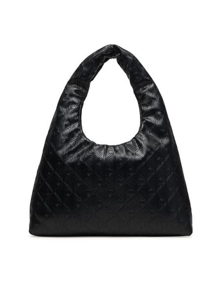 Calvin Klein Torebka Emblem Aop Puffer Lg Shoulder Ba LV04F3199G Czarny. Czarne shopper Calvin Klein, bez wzorów, ze skóry, bez dodatków. Za 649.99 zł.