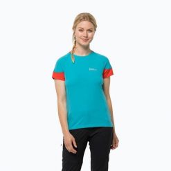 Koszulka trekkingowa damska Jack Wolfskin Narrows. Niebieskie bluzki Jack Wolfskin, xs, bez wzorów, sportowe, bez kołnierzyka, bez ramiączek. Za 89.99 zł.