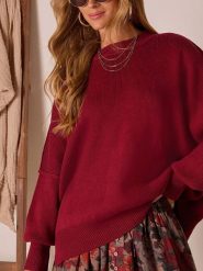 Milan Kiss Sweter w kolorze bordowym rozmiar: S. Czerwone swetry Milan Kiss, s, bez wzorów, bez ramiączek. Za 165.31 zł.