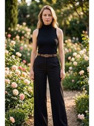 SOULSHAE Spodnie w kolorze czarnym rozmiar: L/XL. Czarne spodnie materiałowe SOULSHAE, l, bez wzorów, z materiału, z podwyższonym stanem. Za 134.95 zł.