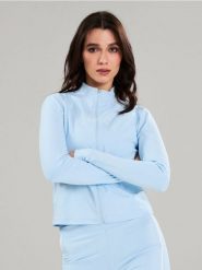 Sportowa rozpinana bluza ze stójką Gym Hard - błękitny. Niebieskie bluzy Sinsay, l, bez wzorów, bez kaptura. Za 49.99 zł.