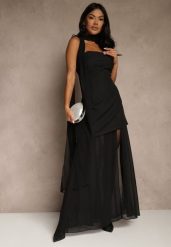 Czarna Wieczorowa Sukienka Bandeau z Dodatkowym Szalem Meridvia. Czarne sukienki Renee, na imprezę, m, bez wzorów, wizytowe, bez kołnierzyka, bez ramiączek, maxi. Za 149.99 zł.