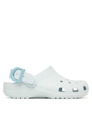 Crocs Klapki Classic Enamel Buckle Clog 213347 Niebieski jasny. Niebieskie klapki Crocs, bez wzorów, z tworzywa sztucznego, bez obcasa. Za 259.99 zł.