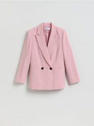 Dwurzędowa marynarka - pastelowy róż. Czerwone marynarki i żakiety Reserved, l, bez wzorów, z tkaniny. Za 229.99 zł.