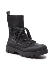 DeeZee Botki ZAL13015-9 Czarny. Czarne botki DeeZee, bez wzorów, z materiału, bez obcasa, na płaskiej podeszwie, bez zapięcia. Za 249.99 zł.