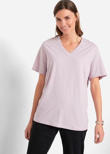 Długi T-shirt (5 szt.). Czerwone t-shirty bonprix, bez wzorów, bez kołnierzyka, bez ramiączek. Za 147.99 zł.