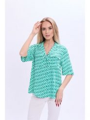 Marks & Spencer Bluzka w kolorze zielono-białym rozmiar: 47. Zielone bluzki Marks & Spencer, bez wzorów, z wiskozy, bez kołnierzyka, bez ramiączek. Za 66.00 zł.