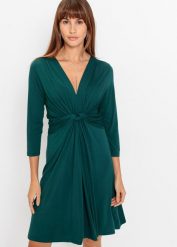 Sukienka z dżerseju. Niebieskie sukienki bonprix, bez wzorów, z dżerseju, bez kołnierzyka, bez ramiączek. Za 179.99 zł.