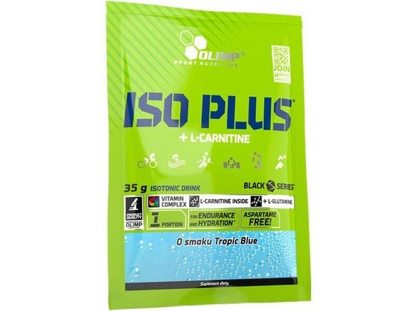 Iso Plus + L-Carnitine OLIMP 35g saszetka Pomarańcza. Niebieskie torby na ramię OLIMP SPORT, bez wzorów, z gumy, bez dodatków. Za 5.99 zł.