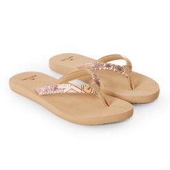 Japonki damskie Rip Curl Freedom Bloom Open Toe. Brązowe klapki Rip Curl, bez wzorów, z otwartym noskiem, bez obcasa. Za 69.99 zł.