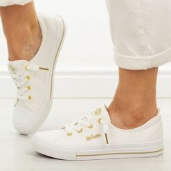 Białe trampki damskie Lee Cooper 4050. Białe trampki Lee Cooper, bez wzorów, z gumy, bez zapięcia. Za 149.00 zł.