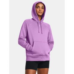 Bluza fitness damska UNDER ARMOUR Rival Fleece z kapturem. Fioletowe bluzy Under Armour, xl, bez wzorów, z kapturem. Za 244.00 zł.