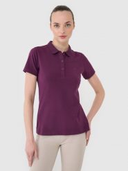 4F Koszulka polo slim damska - fioletowa XL. Fioletowe koszulki polo 4f, xl, bez wzorów, z bawełny, bez kołnierzyka, bez ramiączek. W wyprzedaży za 39.99 zł.