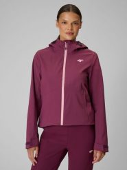 4F Kurtka trekkingowa membrana 10000 damska - fioletowa XL. Fioletowe kurtki sportowe 4f, m, bez wzorów, bez kaptura, trekkingowe. Za 399.99 zł.