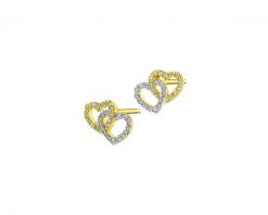 Kolczyki z żółtego złota z diamentami - serca - 0,16 ct - próba 585. Żółte kolczyki Apart, z diamentem, złote. Za 2,190.00 zł.