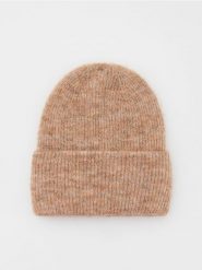 Czapka beanie z wełną - brązowy. Brązowe czapki Reserved, bez wzorów, z wełny. W wyprzedaży za 39.99 zł.