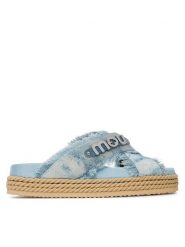 Mou Klapki Criss-cross MU.SW451010K Niebieski. Niebieskie klapki Mou, bez wzorów, z materiału, bez obcasa. Za 619.99 zł.