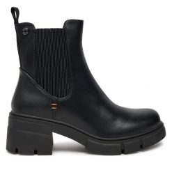 Botki Refresh. Czarne botki Refresh, bez wzorów, bez obcasa, na słupku, bez zapięcia. Za 349.99 zł.