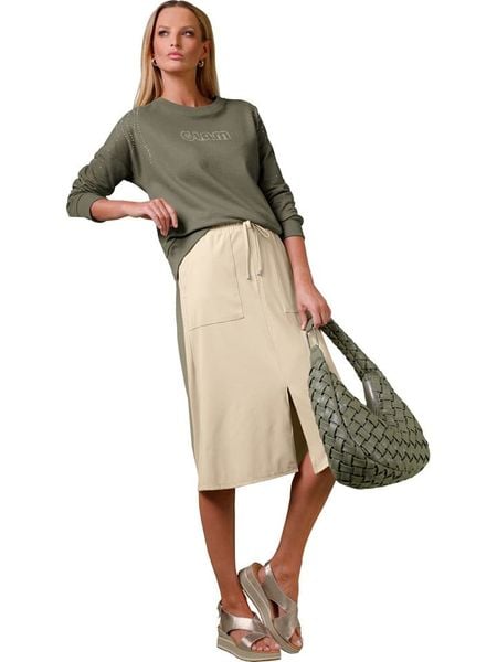 Heine Bluza w kolorze khaki rozmiar: 38. Brązowe bluzy Heine, bez wzorów, bez kaptura. Za 72.95 zł.