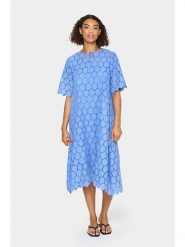 SAINT TROPEZ Sukienka w kolorze błękitnym rozmiar: XL. Niebieskie sukienki Saint Tropez, na co dzień, xl, bez wzorów, z koronki, bez kołnierzyka, bez ramiączek, midi, proste. Za 130.99 zł.