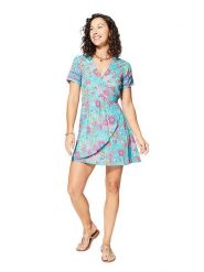 Ipanima Sukienka w kolorze turkusowo-jasnoróżowym rozmiar: 34/36. Czerwone sukienki Ipanima, bez wzorów, bez kołnierzyka, bez ramiączek, mini, rozkloszowane. Za 65.99 zł.