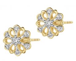 Kolczyki z żółtego złota z diamentami - kwiaty - 0,10 ct - próba 585. Żółte kolczyki Apart, z diamentem, złote. Za 2,559.00 zł.