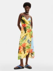 Desigual Sukienka letnia Tropical Leaves 24SWMW13 Kolorowy Regular Fit. Sukienki Desigual, na lato, s, bez wzorów, z wiskozy, bez kołnierzyka, bez ramiączek. Za 429.99 zł.