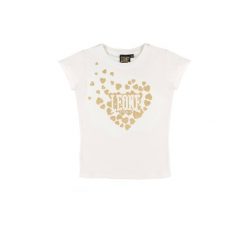 Leone 1947 – T-shirt Kurzarm ze złotym nadrukiem Glitzer für Mädchen. Białe t-shirty LEONE 1947 APPAREL, m, bez wzorów, z bawełny, bez kołnierzyka, bez ramiączek. W wyprzedaży za 58.94 zł.