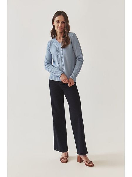 TATUUM Sweter w kolorze błękitnym rozmiar: XL. Niebieskie swetry Tatuum, xl, bez wzorów, ze splotem, bez ramiączek. Za 175.26 zł.