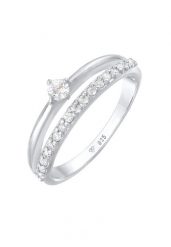 Elli Damski pierścionek zaręczynowy Solitaire mieniący się kryształami cyrkonii w srebrze próby 925 Sterling Silver Pierścionki 1 ct. Szare pierścionki Elli, z cyrkonią, srebrne. Za 238.99 zł.