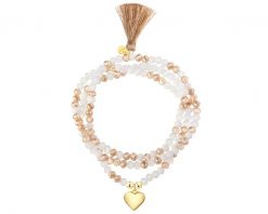 Bransoletka z mosiądzu pozłacana ze szklanymi detalami - serce. Bransoletki Artelioni, pozłacane. Za 99.00 zł.