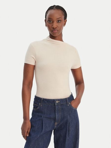 Guess Bluzka W6RP16 KD012 Beżowy Regular Fit. Brązowe bluzki Guess, s, z aplikacjami, z syntetyku, bez kołnierzyka, bez ramiączek. Za 219.99 zł.