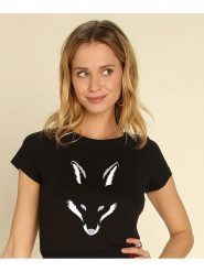 WOOOP Koszulka "Foxy Shape" w kolorze czarnym rozmiar: L. Czarne bluzki Wooop, l, bez wzorów, z bawełny, bez kołnierzyka, bez ramiączek. Za 56.99 zł.