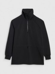 4F Bluza dresowa nierozpinana z modalem damska - czarna S. Czarne bluzy 4f, s, bez wzorów, z dresówki, bez kaptura. Za 199.99 zł.