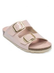 Mandel Klapki w kolorze jasnoróżowym rozmiar: 37. Różowe klapki Mandel, bez wzorów, z otwartym noskiem, bez obcasa. Za 130.99 zł.