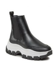 Guess Botki Besona FL8BEO ELE12 Czarny. Czarne botki Guess, z aplikacjami, ze skóry, bez obcasa, na płaskiej podeszwie, bez zapięcia. Za 909.99 zł.