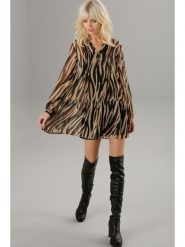 Aniston Bluzka w kolorze jasnobrązowo-beżowo-czarnym rozmiar: 40. Brązowe bluzki Aniston, bez wzorów, bez kołnierzyka, bez ramiączek. Za 95.99 zł.