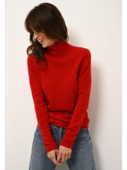 Just Cashmere Kaszmirowy sweter "Ava" w kolorze czerwonym rozmiar: M. Czerwone golfy Just Cashmere, m, bez wzorów, z kaszmiru, bez ramiączek. Za 334.60 zł.
