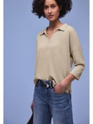 Street One Koszulka polo w kolorze beżowym rozmiar: 42. Brązowe bluzki Street One, bez wzorów, street, bez kołnierzyka, bez ramiączek. Za 136.78 zł.